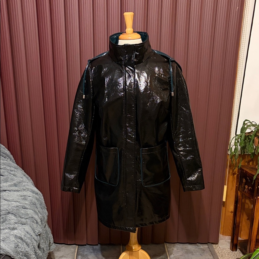 Sam Edelman Shiny Black Trench Coat